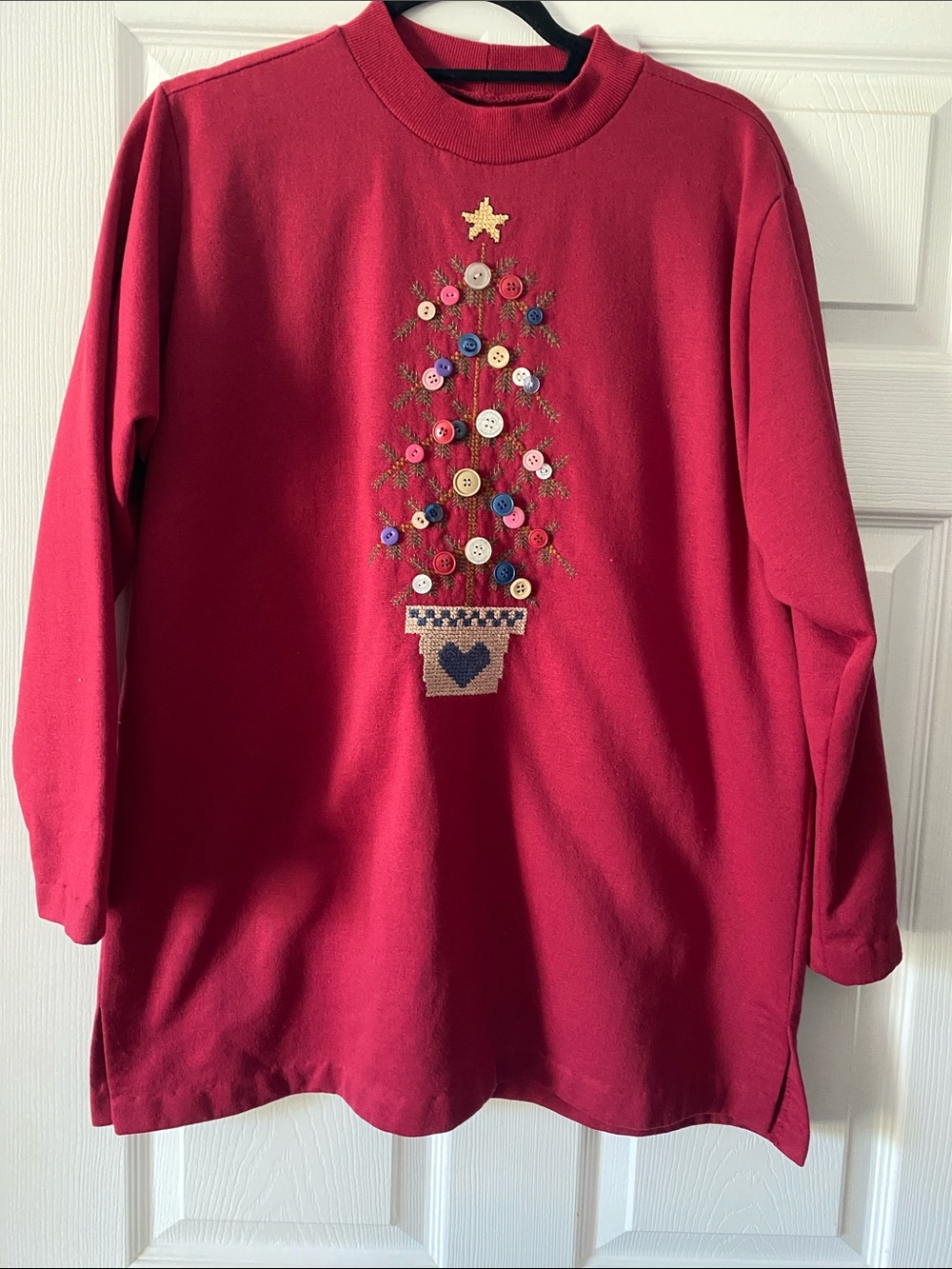 Source Unknown Red Button-Embellished Tree Tunic